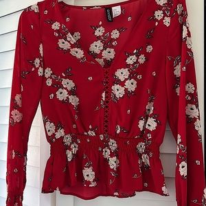 Red long sleeve blouse